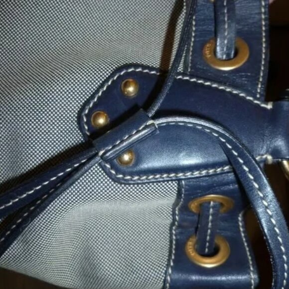 Prada Blue Jacquard Leather Hobo Handbag Shoulder Bag Purse - Picture 10 of 12